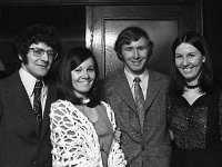 - Lyons0007778.jpg  At right John and Mrs Walsh, Westport and at left Mrs Walsh's sister and ger husband. : 1974 Functions, 19740118 Belmullet Sea Angling Dinner in the Downhill Hotel 4.tif, Lyons collection