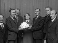 - Lyons0007916.jpg  L-R : Petee Cawley; Michael Walsh Postmaster Killawalla Post Office; Michael Gibbons; Mrs burke; Michael Burke receiving the presentation on his retirement; Fr Michael Goaley CC Killawallla and Packey Mc Evilly. : 1974 Functions, 19740614 Presentation to retired postman Michael Burke 2.tif, Lyons collection