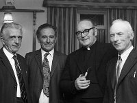 - Lyons0007946.jpg  Attending from left to right Eddie Duffy, John Moran, Fr ? and Paddy Lally. : 1974 Functions, 19741115 Westport IFA Dinner Dance in Central Hotel 4.tif, Lyons collection