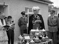 Order of Malta, celebrations in Westport, 1969. - Lyons00-20990.jpg  Dr Joseph Walsh, Archbishop of Tuam blessing the Cups which were then to be presented to different units of the Order of Malta in the Western area by Count Noel Peart KM. Also in the picture is Westport dentist Captain Frank Gill and Commandant William Lyons. : 19690531 Celebrations in Westport 3.tif, Lyons collection, Order of Malta