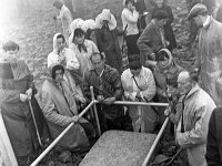 Pilgrimage Day on Croagh Patrick, 1972. - Lyons00-21013.jpg  Pilgrims at St Patrick's bed. : 197207 Pilgrimage Day on Croagh Patrick 2.tif, Lyons collection, Order of Malta