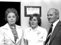 Irish Press Photo 1977 - Lyons00-21507.jpg  Terry O' Sullivan Page for the Irish Press. Personnel in the Cheshire Home Lismirrane, Swinford. Centre nurse Scully and Dr Pat Woods at left. : 18770514 Terry O' Sullivan Page 8.tif, Irish Press, Lyons collection
