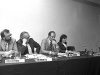 Irish Press Photo 1980 - Lyons00-21514.jpg  Irish Medical Union Meeting in Westport Ryan Hotel. Speakers at the top table. L-R : Bob Eastwood; Tom Nolan TD and Dr Oliver White, Westport. : 19801016 Medical Union Meeting 1.tif, Irish Press, Lyons collection