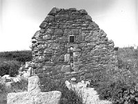 Irish Times photo, 1984 - Lyons00-21609.jpg  Inscribed cross and church ruin North Mayo. : 198407 North Mayo 9.tif, Irish Times, Lyons collection